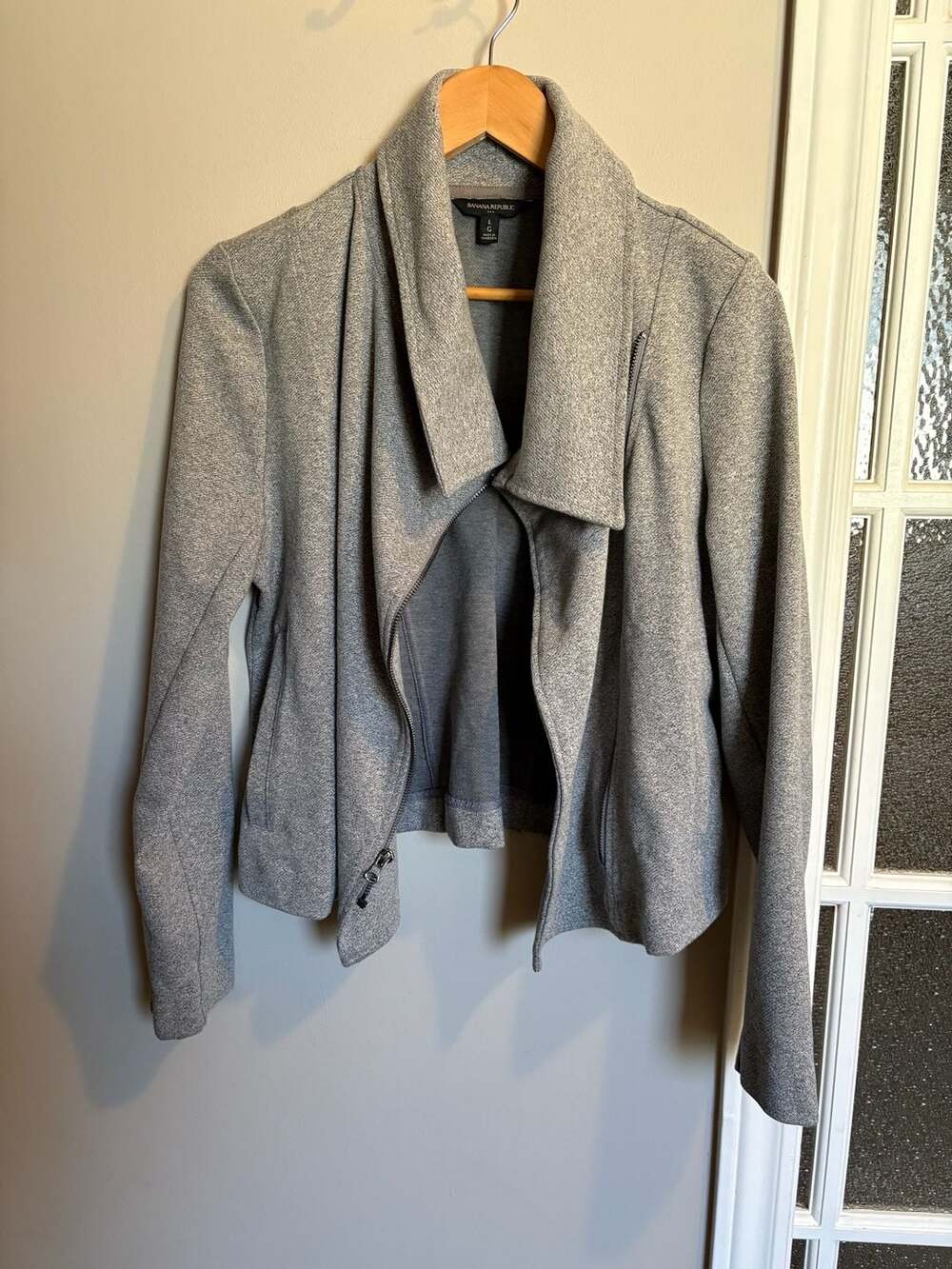 Banana Republic Gray Asymmetrical Moto Jacket Size Large
